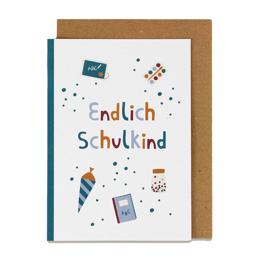 Ava & Yves - Klappkarte "Endlich Schulkind" Türkis