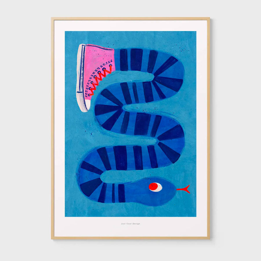 Kunstdruck "Schlange mit Turnschuh" DIN A3
