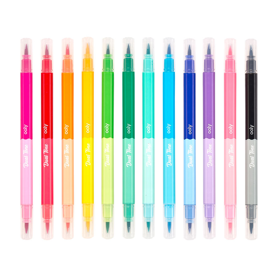OOLY - 12 Doppelend-Pinselmarker "Dual Tone"
