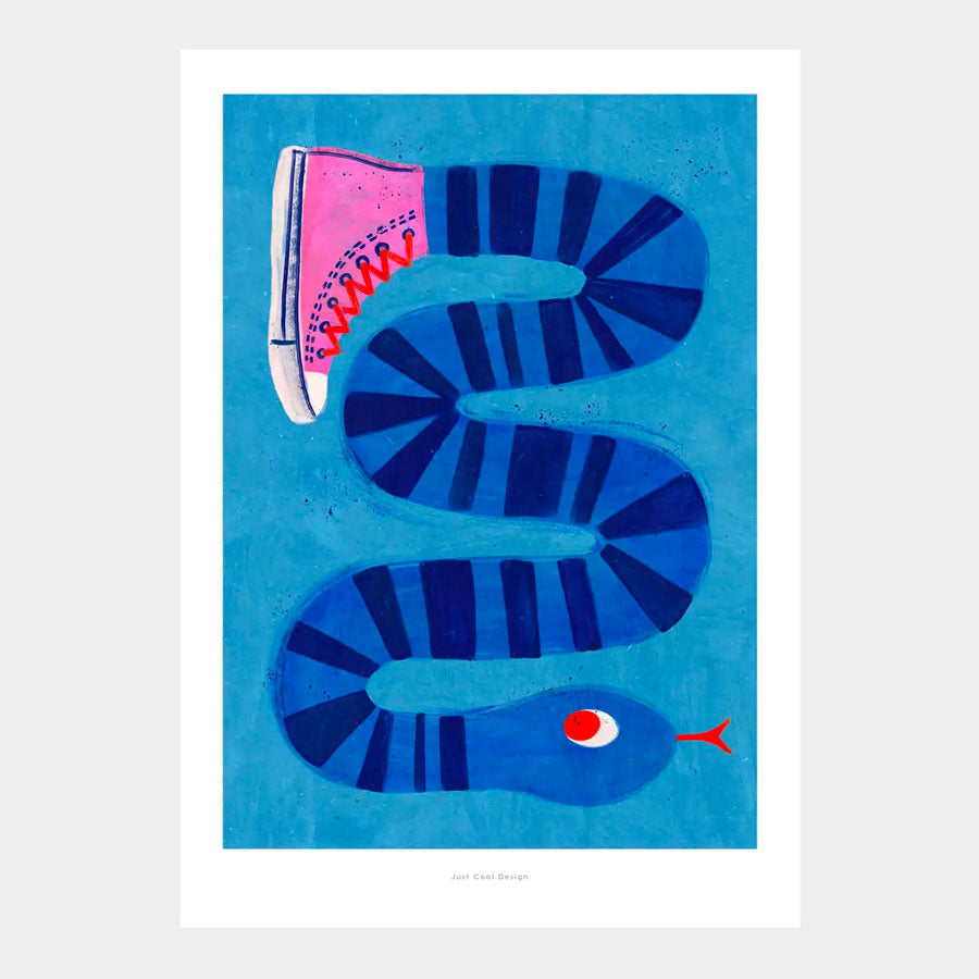 Kunstdruck "Schlange mit Turnschuh" DIN A3