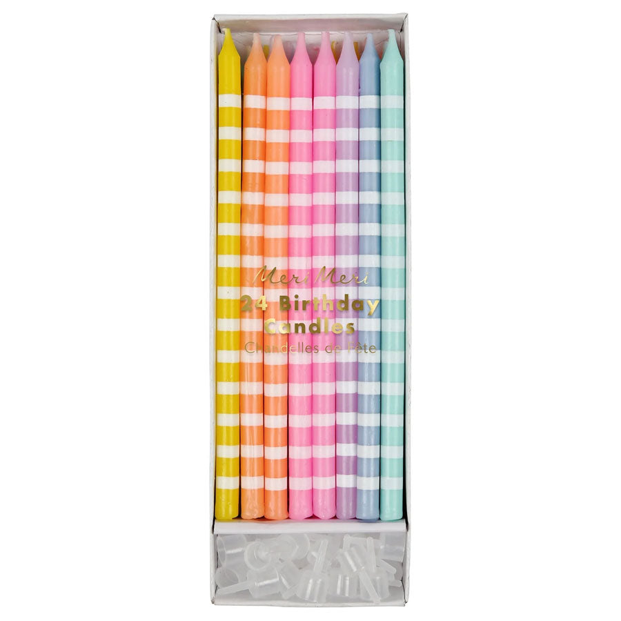 Meri Meri - Kuchenkerzen Rainbow Stripes - 24 Stk