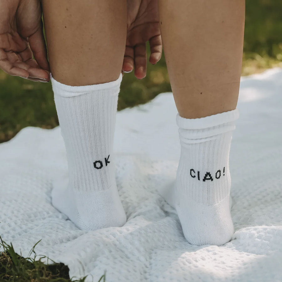 Eulenschnitt - Socken "Ok Ciao" Größe 39 - 42