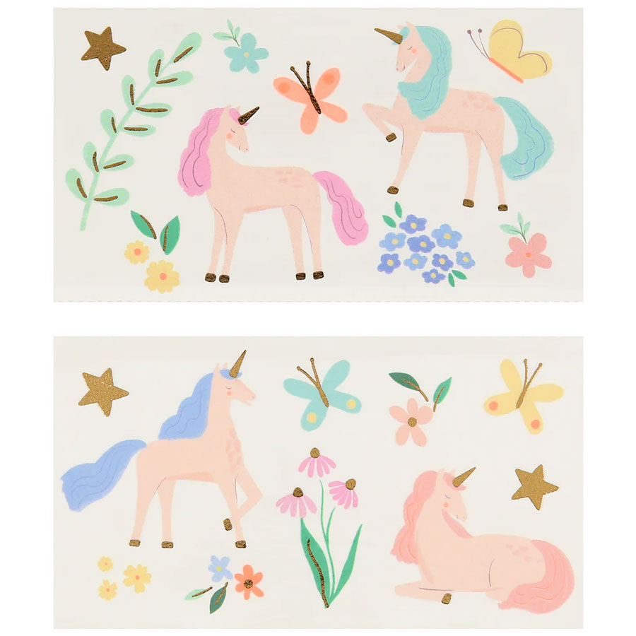 Meri Meri - Tattoo Set Einhorn - 2 Bögen