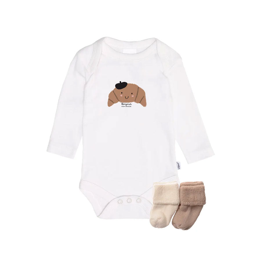 Set "Croissant" mit Babybody und Socken