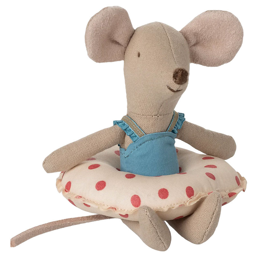 Maileg - Kleine Schwester Maus mit Luftmatratze Punkte