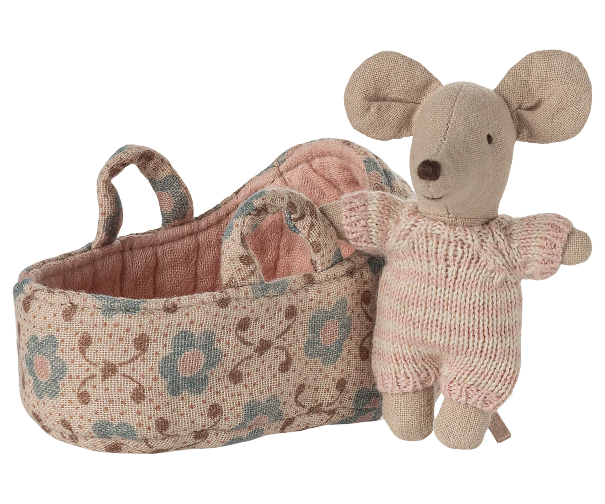 Babymaus in Tragetasche - Rosa