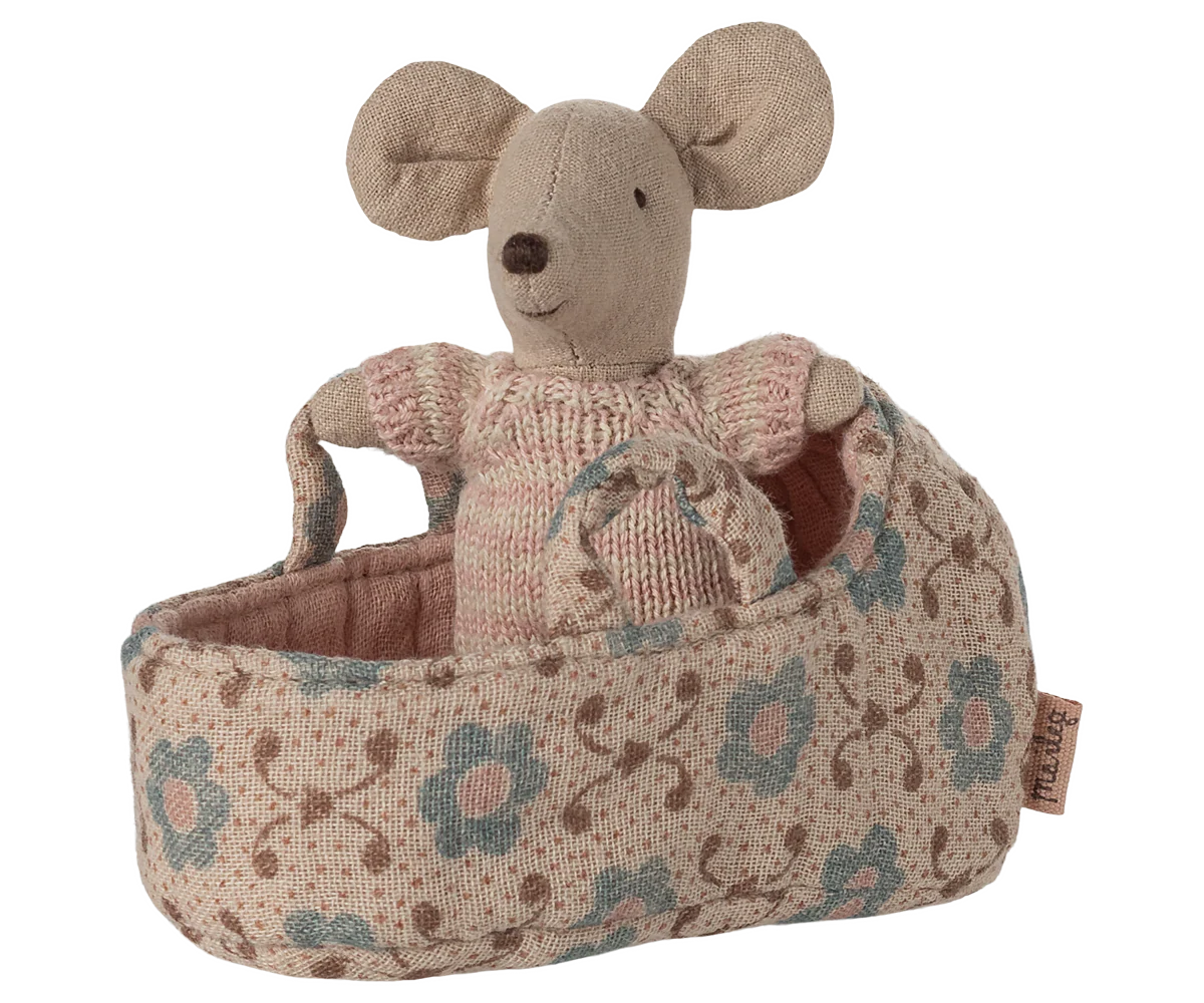 Babymaus in Tragetasche - Rosa