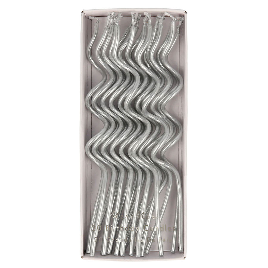 Meri Meri - Kuchenkerzen Swirly Silber - 20 Stk