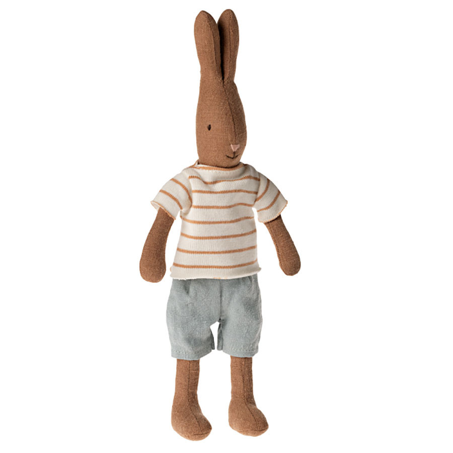 Maileg - Hase Größe 1 Junge Gestreiftes Hemd und Shorts