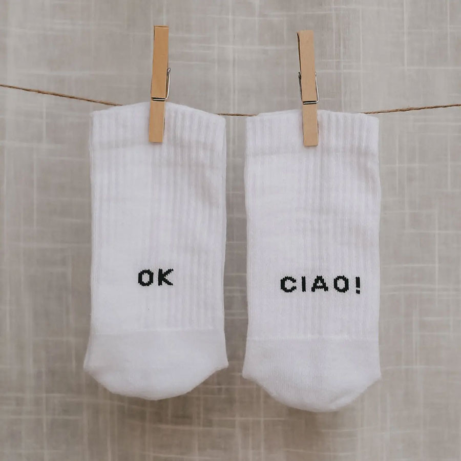 Eulenschnitt - Socken "Ok Ciao" Größe 39 - 42