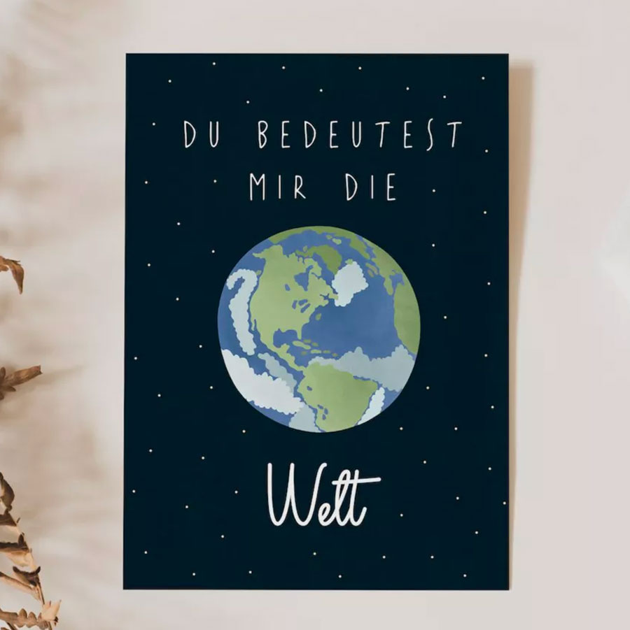 Postkarte Liebe & Jahrestag - Du bedeutest mir die Welt | Minicatwalk.com