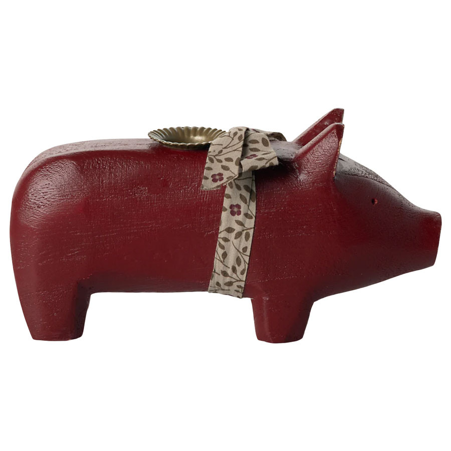 Maileg - Kerzenhalter Schwein Rot Medium