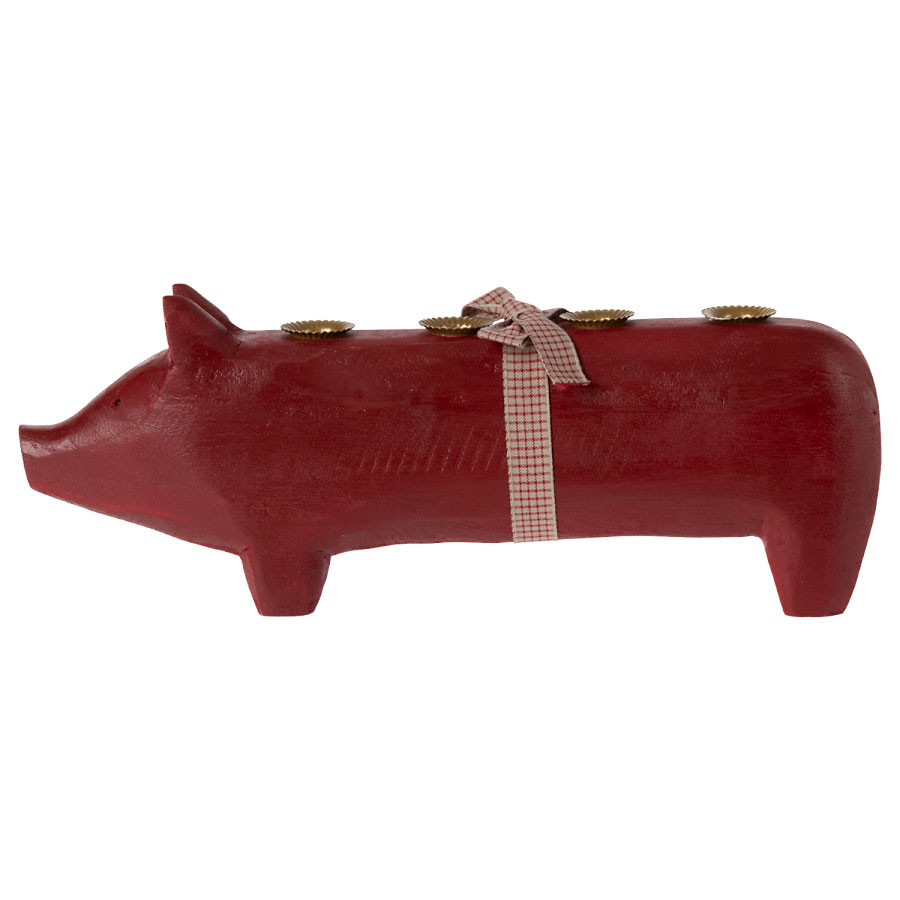 Maileg - Wooden Pig Large Size Red